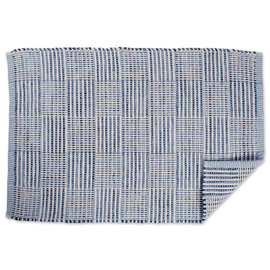 DII® Blue Squares Recycled Yarn Rug, 2ft. x 3ft.